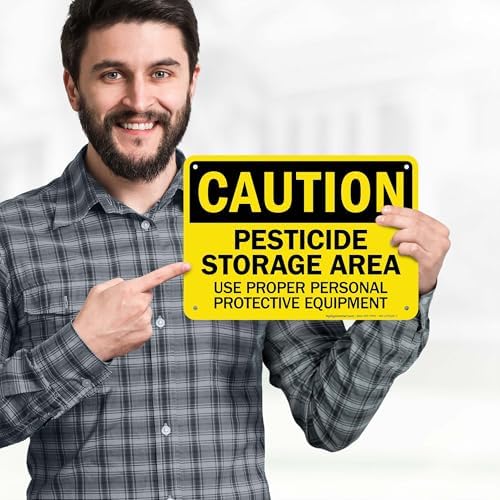Caution Pesticide Storage Area Use Proper Personal Protective Equipment Sign, 10x7 Inches, 55 mil thick HDPS (high density polystyrene), Made in USA by My Sign Center - Image 2
