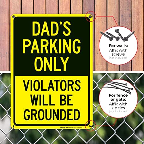 Dad's Parking Only Violators Will Be Grounded Sign, 10x14 Inches, Rust Free - Image 4