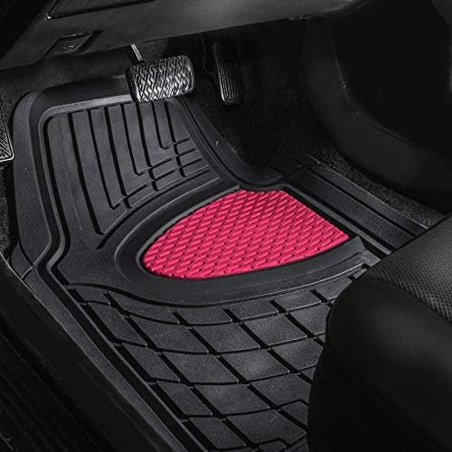FH Group Automotive Floor Mats - Heavy-Duty Rubber Floor Mats for Cars, Universal Fit Full Set, Climaproof Floor Mats, Trimmable Floor Mats for Most Sedan, SUV, Truck Floor Mats Pink - Image 4