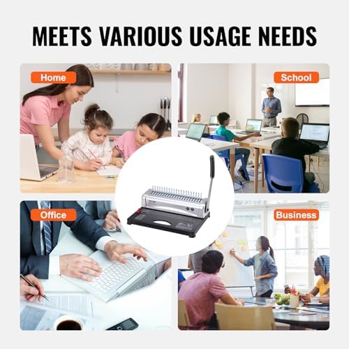VEVOR Binding Machine, Comb Binding Machine 21-Holes Binding 450 Sheets, Book Binder Machine with 100 PCS 3/8'' Comb Binding Spines, for Letter Size, A4, A5 - Image 6