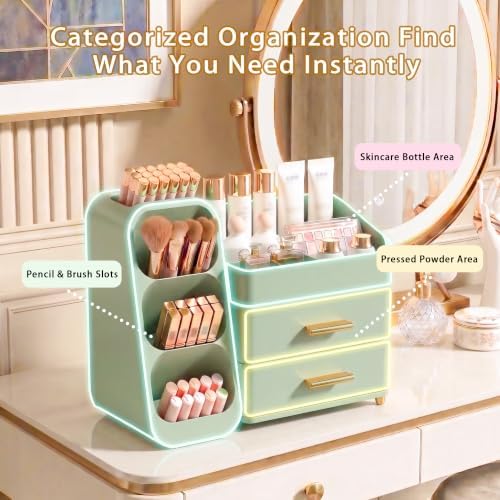 Large Capacity Makeup Organizer Countertop with Makeup Brush Holder for Vanity, Thickened Material, Bathroom Countertop Organizer Skin Care Perfumes Storage, Teen Girl Gifts for 12-23 Year - Image 5