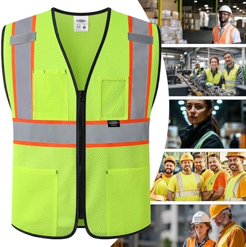 JKSafety Safety Vest for men women Hi Vis Vest with Pockets and Zipper High Visibility Construction Vests BX310 - Image 5