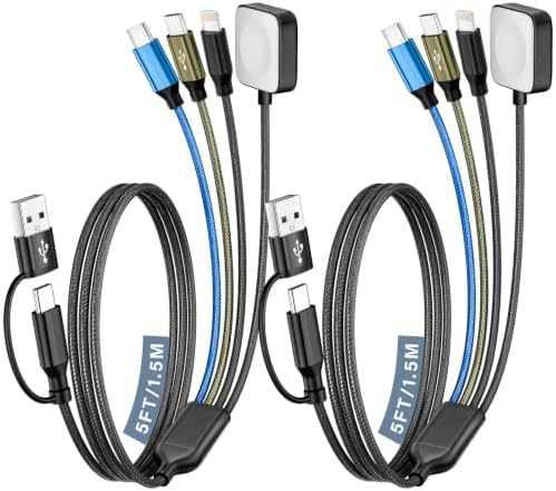 Travel Essentials 4-in-2 Multi Charging Cable with iWatch Charger/2USB-C/IP by MPATIBY