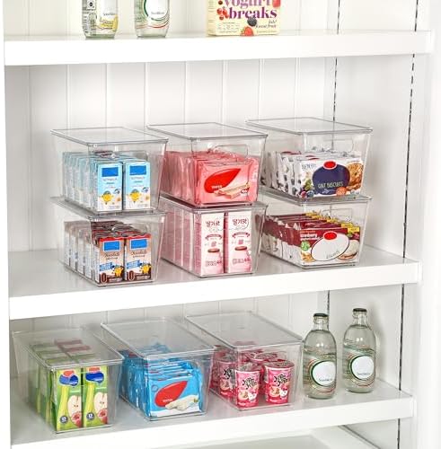 Vtopmart 1 Pack Clear Stackable Storage Bins with Lids and Handles, Medium - Image 3