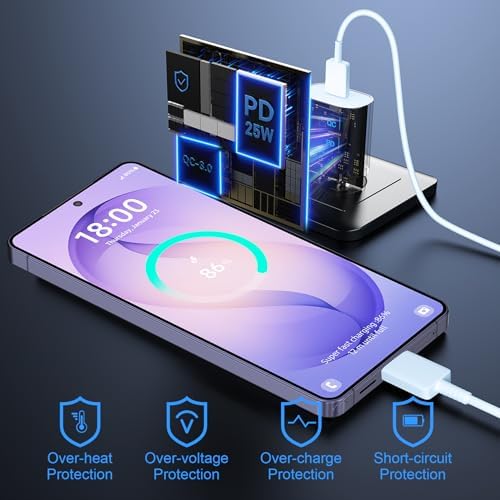 Super Fast Charger Type C, 25W USB C Wall Charger Fast Charging 10FT Cable - Image 6