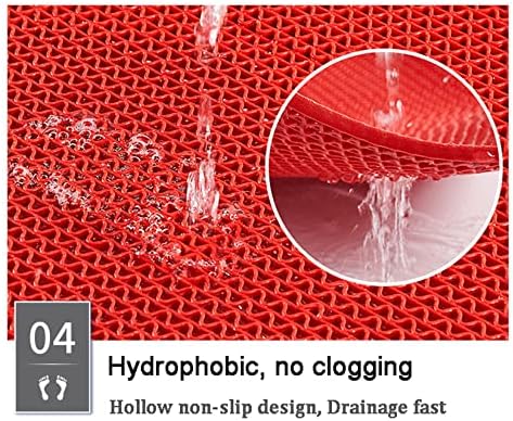Drainage Non Slip Floor Mats Wet Area Commercial Mesh Rubber Flooring Mat Garage Pools Restaurant Bathroom Patio Outdoor Indoor Drain Splash Rug Mat,Gray/Grey,1.2×1M/4×3.3FT - Image 6
