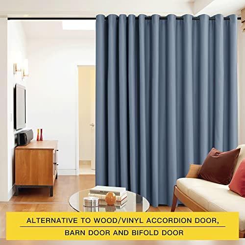 NICETOWN Verical Blinds for Living Room Bedroom Dining Sunroom Basement Wall Divider, Room Dividers Space Screens Partitions, Extra Large Blackout Curtain (1 Pack, 20ft Wide x 8ft Long, Stone Blue) - Image 2
