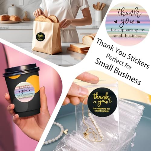 Thank You Stickers Rolls 1.5 Inch - 1000 Pcs Personalized Thank You for Supporting My Small Business Stickers Labels for Baking Envelope Seals Custom Sticker Tags for Wedding Birthday Party Gift Wrap - Image 4