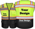 Safety Vest Customize Logo with 5 Pockets & Zipper Reflective High Visibility Vest Class 2 Outdoor Workwear by evershare