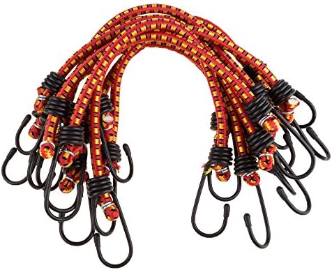 Stalwart Bungee Cords with Hooks, Red, 12-Inch, 10-Pack by Stalwart