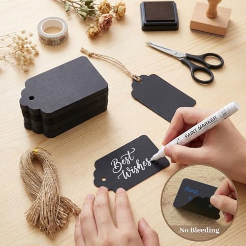 SALLYFASHION 100PCS Gift Tags with String Attached, 1.5X2.8 inch Black - Image 4