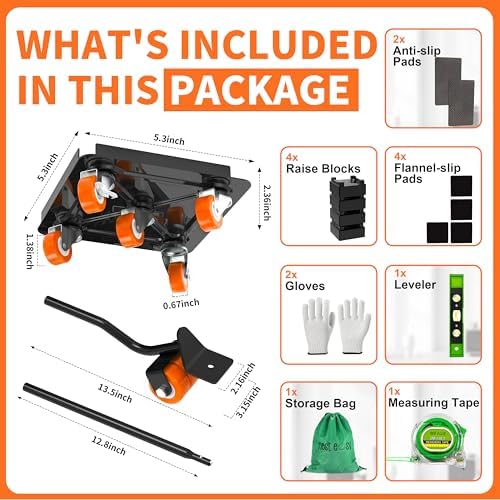 Heavy Duty Furniture Dolly 360 Rotate 5 Wheels 3000 Lbs Capacity 5.3x5.3 in - Image 2