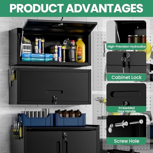 8-Piece Heavy Duty Steel Garage Cabinet System | All-in-One Modular Garage Cabinet Set for Ultimate Workshop Organization | Easy Assembly Garage Storage Cabinets & Tool Bench (Black) - Image 3
