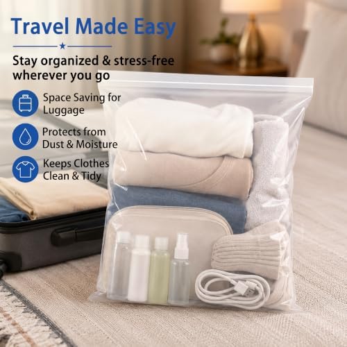 Extra Large 5 Gallon Zippered Plastic Bags for Storage- 18'' x 24'', Ideal for Clothes Clothing, Travel, Moving, 2-mil Thick Clear Plastic, 20 pack - Image 5
