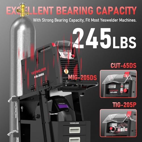 YESWELDER 2-Tier Welding Cart with 4 Drawers and Dual Cylinder Slots - Image 6