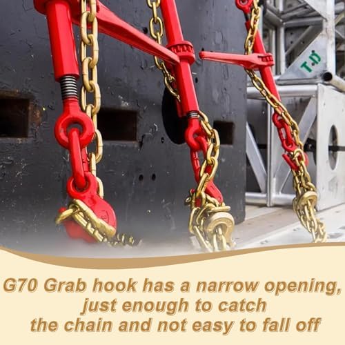 AAIN 4900LBS Transport Binder Chain 5/16"x20' G80 Tow Chain with Grab Hooks - Image 6