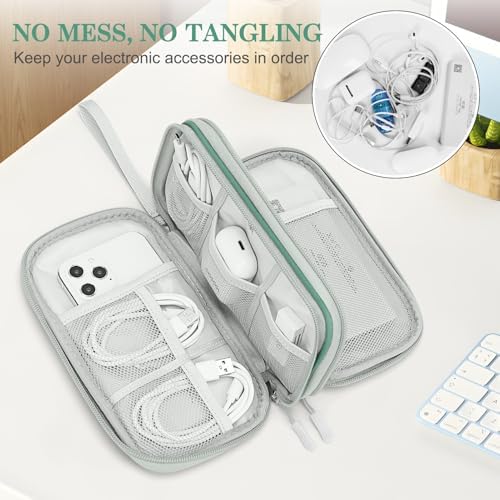 FYY Electronic Organizer, Travel Tech Pouch Bag, Medium, Green Quilted - Image 5