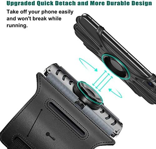 VUP Detachable Running Phone Holder 360°Rotatable Armband for iPod MP3 Player iPhone, Fits All 4-6.7 Inch Smartphone Device, with Key Holder for Running Hiking Biking (Black-Detachable) - Image 3