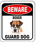 BEWARE BOXER GUARD DOG 1 Aluminum Composite Outdoor Sign 8.5" x10" Metal Security Notice for Yard, Fence, Porch, Property, and Business – No Trespassing, Warning, Attack Dogs, Protection by WorkHouseSigns