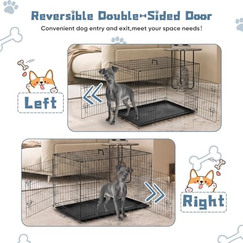 DUMOS 42 Inch Dog Crate, Medium Large Foldable Dog Cage Pet Kennel - Image 6