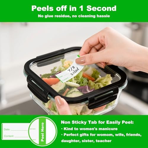 NATURALABEL 300 Removable Freezer Labels with Dispenser, 1" x 3" (Green) - Image 3