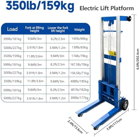 Manual Winch Lift Stacker, Portable Material Handling Platform, Adjustable Cargo Trolley for Warehouse Factory Logistics Loading - Image 6