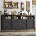 knoworld Buffet Sideboard with Storage Farmhouse, Large Kitchen Storage Cabinet Wood Coffee Bar Cabinet Buffet for Kitchen, Living Room, 63in, Black by KNOWORLD