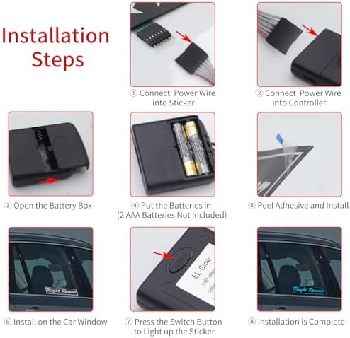 Light Up Decal Nightrunner Led Stickers 4 Light Mode Glow Panels for Car Auto Window EL Panel Light Decoration - Image 6