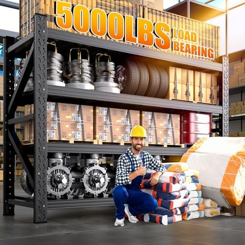 2 Set 5000LBS Heavy Duty Storage Shelves, Adjustable Garage Shelving Unit, Rust Proof Large Metal Storage Rack, 20"Dx59"Wx54.3"H Industrial Shelving for Warehouse, Basement, Shop, Supermarket - Image 2