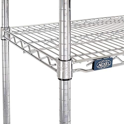 Nexel 18" x 54" x 54", 4 Tier Adjustable Wire Shelving Unit, NSF Listed Commercial Storage Rack, Chrome Finish, leveling feet - Image 7