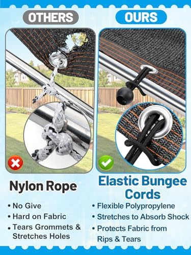 Aulock 50pcs 6in Heavy-Duty Bungee Cords with Balls for Tarp Shade Cloth - Image 2