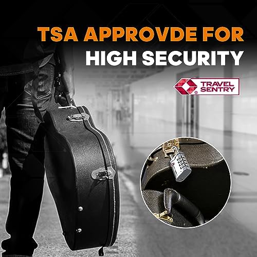 SURE LOCK TSA Accepted 4 Dig Heavy Duty Big Combination Luggage Padlock All Metal Travel Lock for Equipment Hard Case Luggage Gun Case Gym Locker Pelican Vault Lock (1, Silver) - Image 2