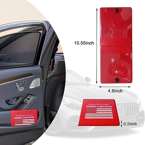 Ziciner Car Registration Insurance Holder, 2Pack Essential Auto Card Document Glove Box Organizer with Touch Fastener, Vehicle Interior Accessories Perfect for Most Car, Truck, SUV (Red/White Flag) - Image 2