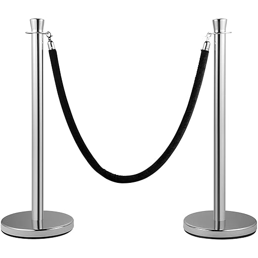 VEVOR Velvet Ropes and Posts 2 Pcs, 5 ft Black Velvet Rope, Stanchion Post by VEVOR