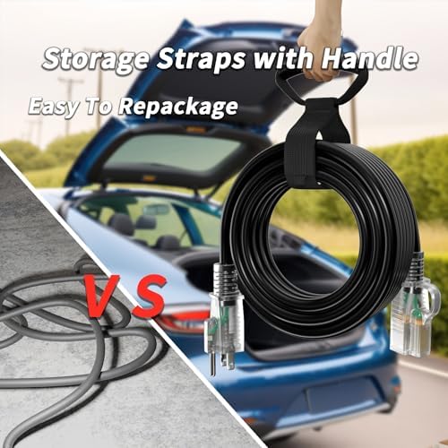PlugSaf 16/3 Gauge 150 FT Extension Cord Outdoor, Long Extension Cord Black - Image 6