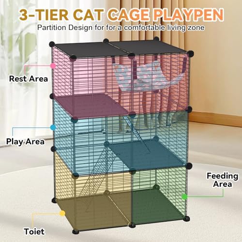 VISCOO Cat Cage(for Kitten), 3-Tier DIY Catio Cat Enclosures, 24"x16"x 36" - Image 3