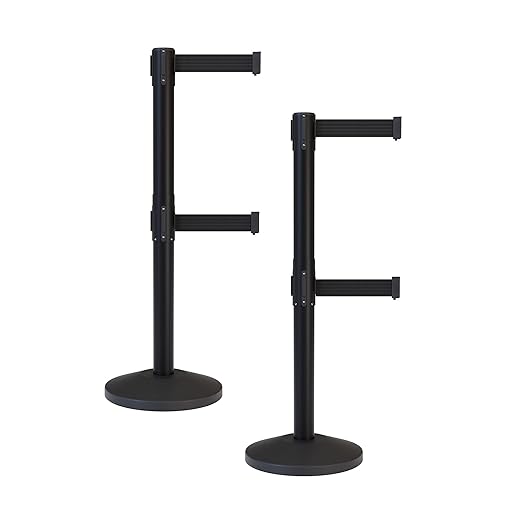 Crowd Control Warehouse CCW Series RBB-100D Set of 2 Stanchion Retractable Belt by Crowd+Control+Warehouse