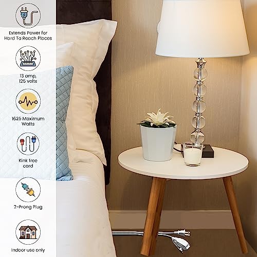 Go Green Power Inc. 20ft Household Extension Cord, White, 3 Outlets, 16/2, Indoor Use Only - Safe, Reliable, and Child-Safe Covers - Ideal for Everyday Electronics - Image 6