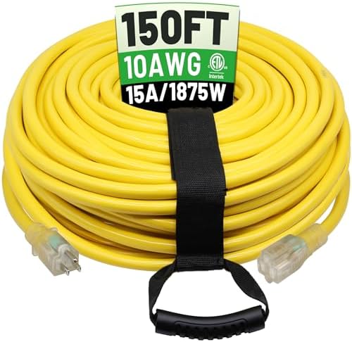 POWGRN 150 Ft 10AWG Outdoor Extension Cord, Yellow by POWGRN