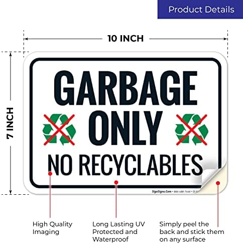 Garbage Only No Recyclables Sign, - Image 2