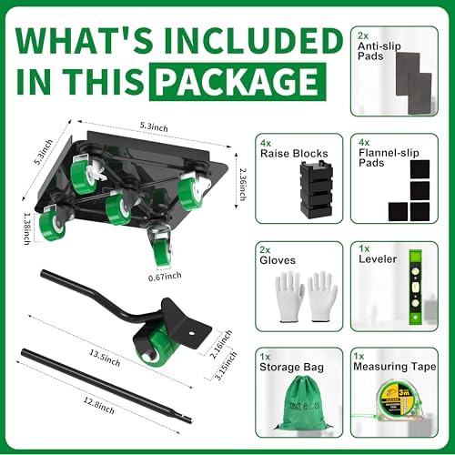 Heavy Duty Furniture Dolly 360 Rotate 5 Wheels 3000 Lbs Capacity 5.3x5.3 in - Image 6