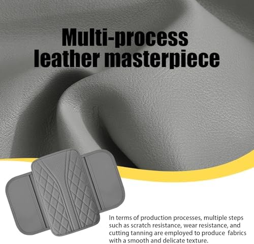 Car Center Console Cover with 2 Storage Bags, Leather Armrest Pad, Gray - Image 3