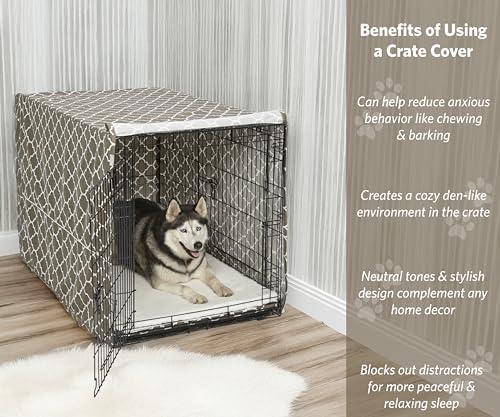 Midwest Homes for Pets XL Dog Crate Cover with Teflon Fabric Protector, Poly-Cotton Privacy Kennel Cover Fits Most 48-inch Crates, Brown Designer Print, Washable, Reduces Barking - Image 3