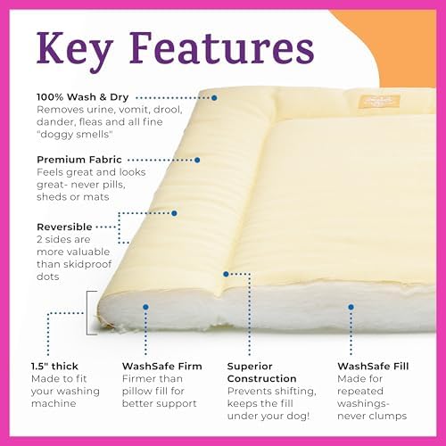 Pet Dreams Dog Crate Pad - Washable Kennel Mat, Crate Pads for Dog Cages, Non-Toxic, Flat Indoor Cat Bed, Fits iCrate 18, 24, 30, 36, 42, 48 Inches (Cream, XL 42 Inch) - Image 2