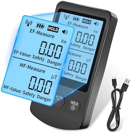COLOR TREE EMF Meter Rechargeable Electromagnetic Field Upgrated 3-in-1 Radiation Detector Handheld Digital LCD Temperature Measure - Tester for Home Inspections - Outdoor and Ghost Hunting by COLORTREE