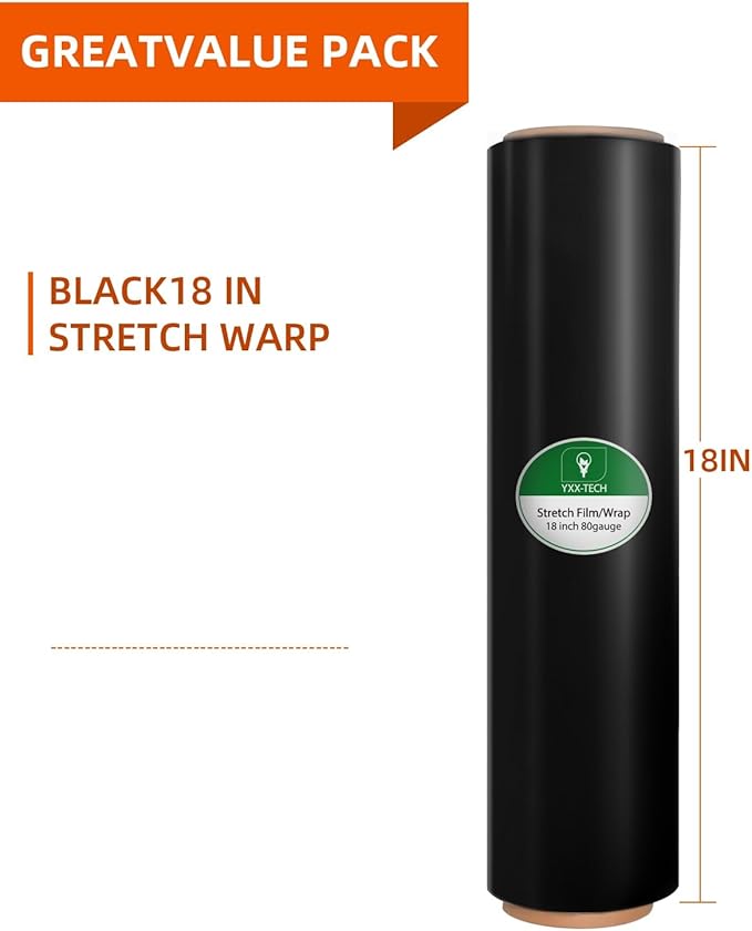 Black Stretch Film/Wrapping Paper Thickness, 18 Inch 1500 Feet Plastic wrap roll - Image 2