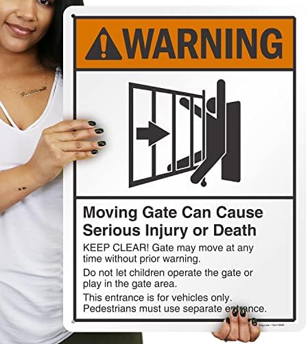 SmartSign 24 x 18 inch “Warning - Moving Gate Can Cause Injury Or Death” Metal Sign, 80 mil Laminated Rustproof Aluminum, Black, White and Orange, Made in USA - Image 4