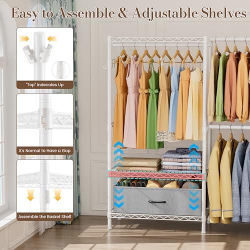 Golpart Heavy Duty Clothing Rack with Adjustable Shelves Clothes Wardrobe - Image 5