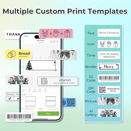 Nelko P21 Label Maker Machine with Tape, Bluetooth Label Printer, White - Image 2