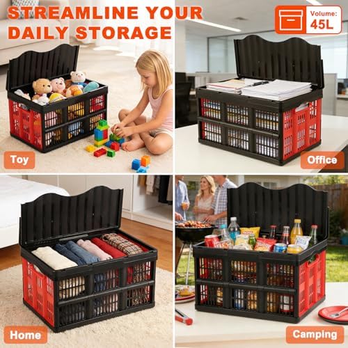 45L Collapsible Storage Bins with Lids, - Image 6